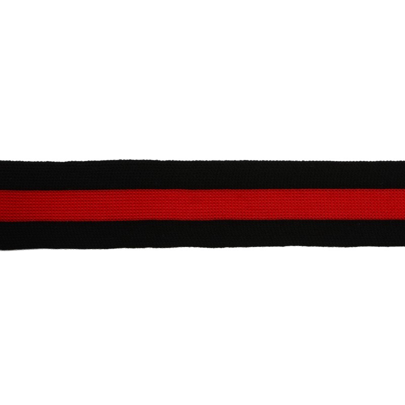 Тесьма трикотажная полиэстер 3см 68-70м/рулон,цв:черный/красный