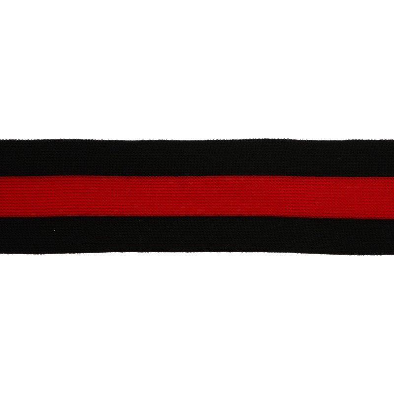 Тесьма трикотажная полиэстер 4см 68-70м/рулон,цв:черный/красный