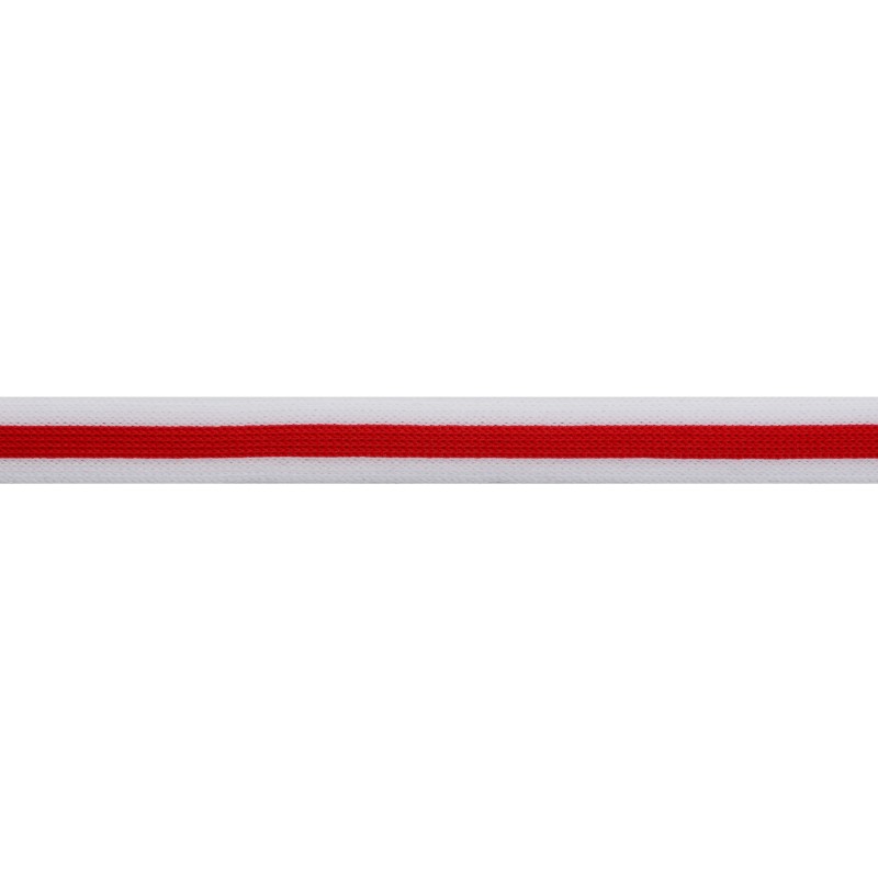 Тесьма трикотажная полиэстер 1,5см 68-70м/рулон, цв:красный/белый