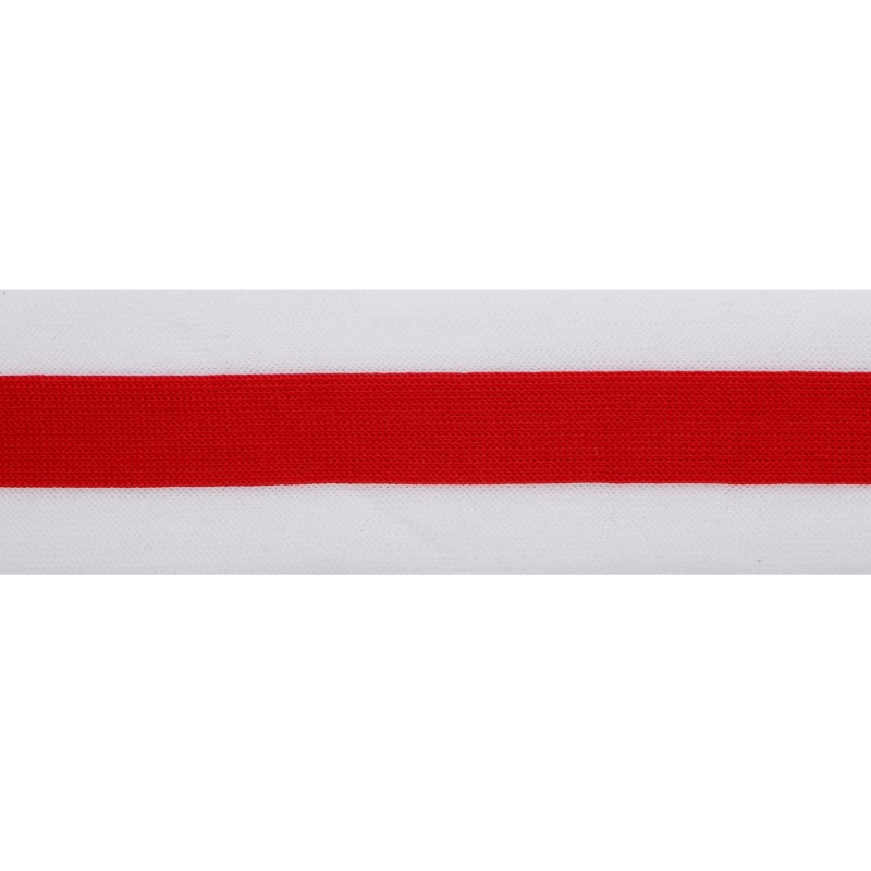 Тесьма трикотажная полиэстер 5см 68-70м/рулон, цв:красный/белый