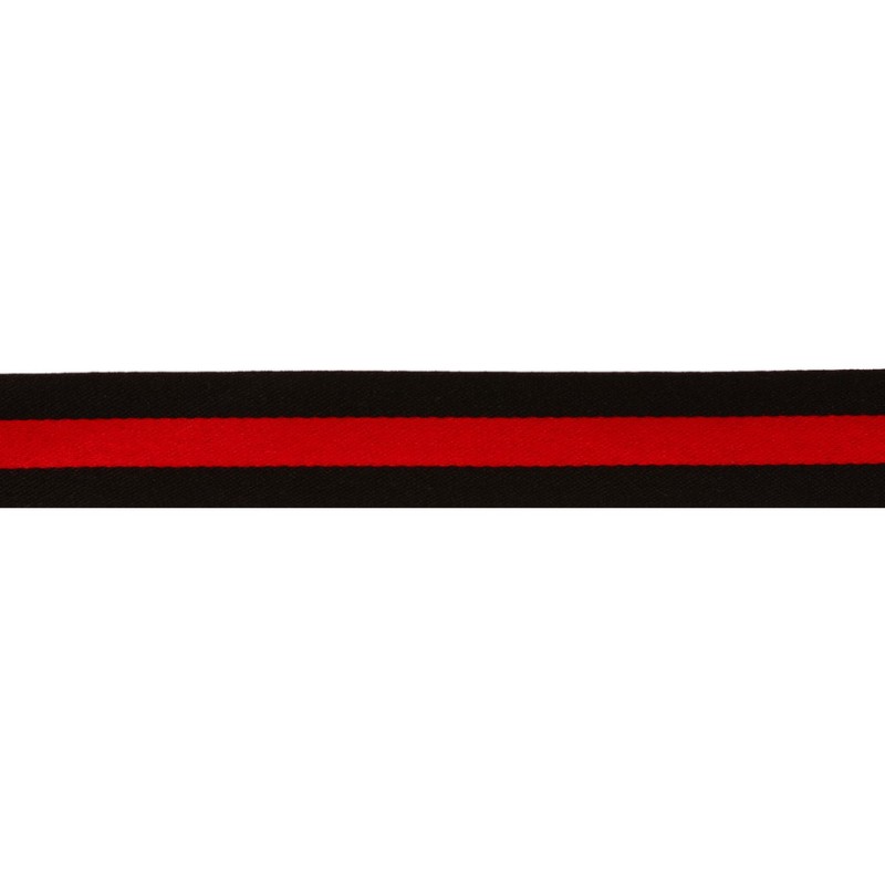 Тесьма сатин 2,5см, 45м/рул, цв: черный/красный