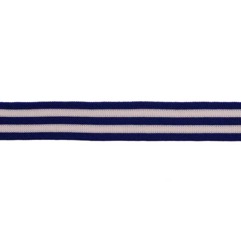 Тесьма трикотажная полиэстер 3см 68-70м/рулон, цв:синий/белый