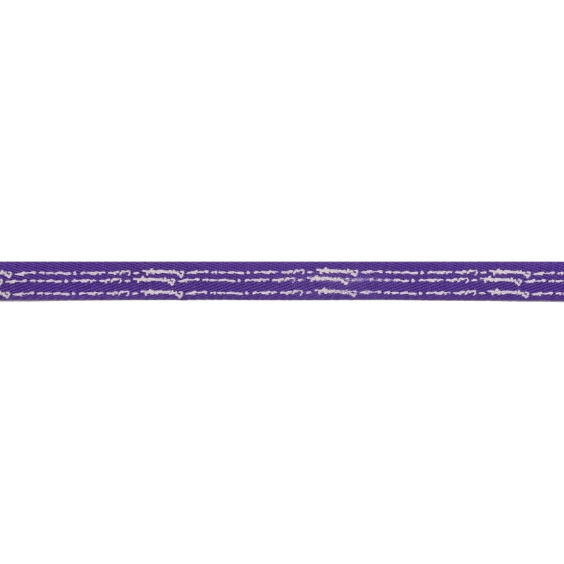 Тесьма киперная полиэстер/принт 1см 43-45м/рулон, цв:фиолетовый/принт белый