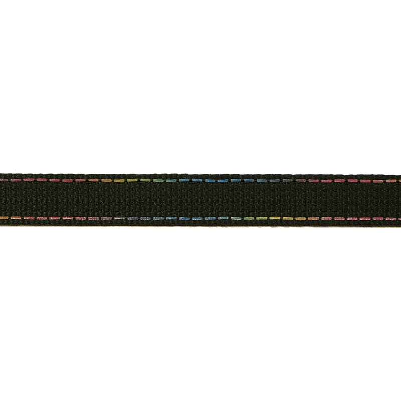 Тесьма полиэстер со светоотражающей голографической прострочкой 1см 43-45м/рулон,цв:черный