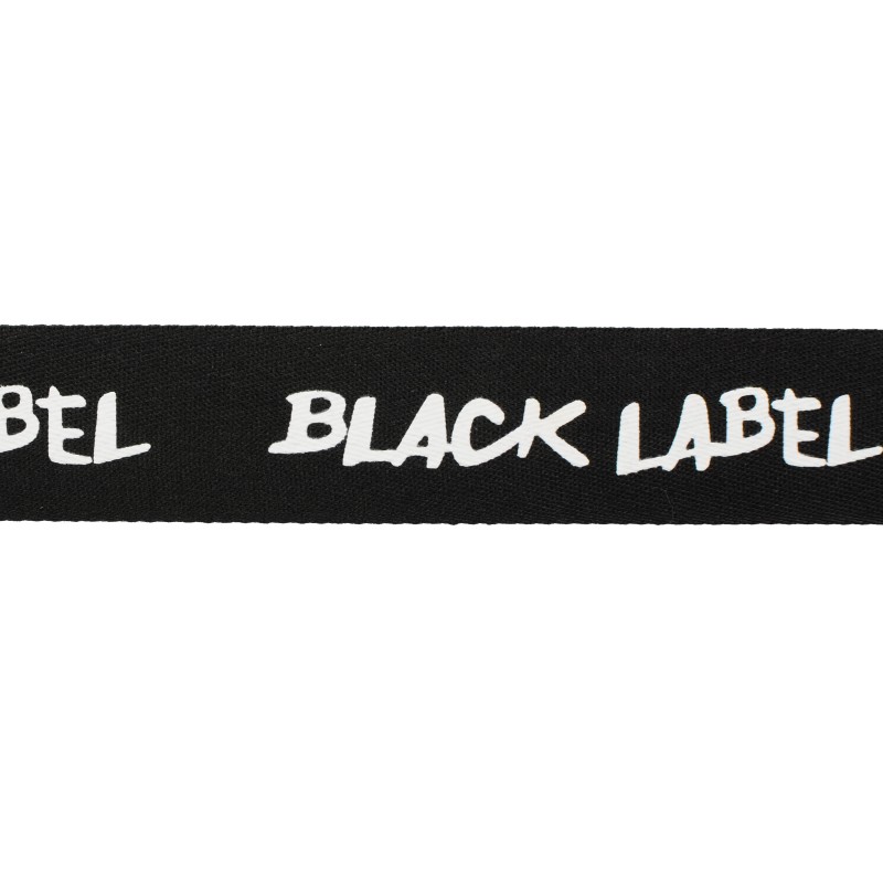 Тесьма сутаж принт BLACK LABEL 2,5см 43-45м/рулон, цв:черный/принт белый
