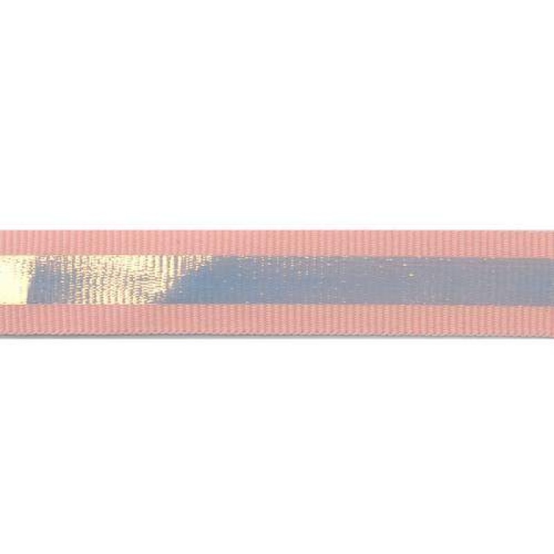 SALE Тесьма репс 2см с перламутровой вставкой 1см, цв: ярко-розовый