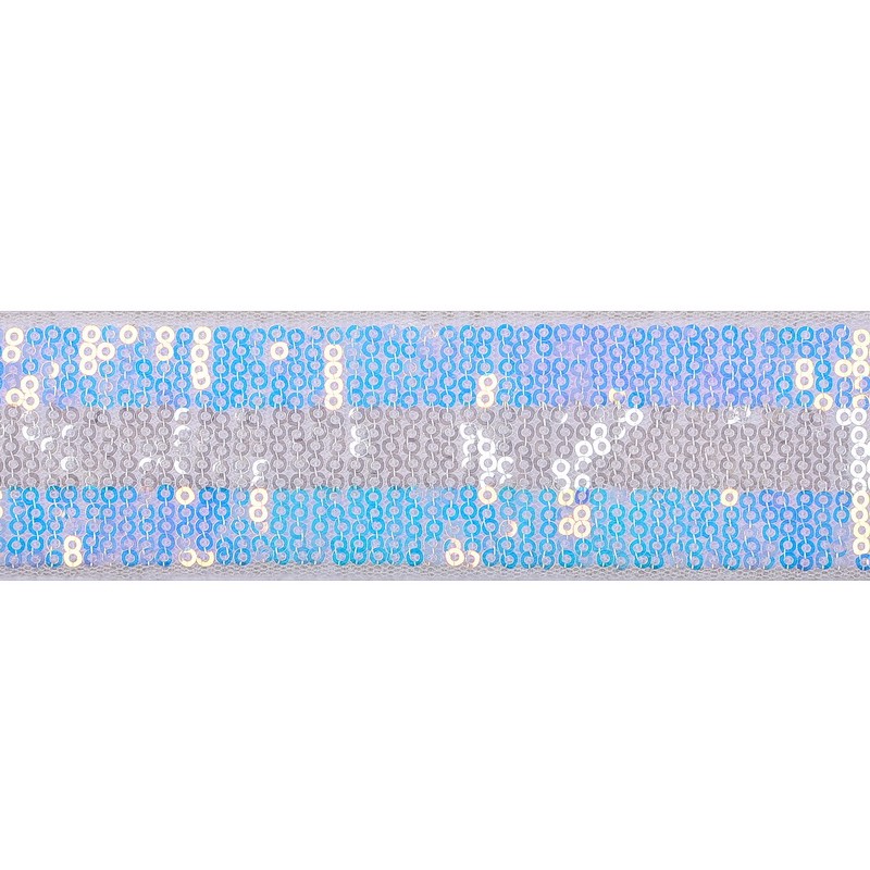Тесьма пайетки 4см 25-27м/рулон, цв: голубой/розовый на белой сетке