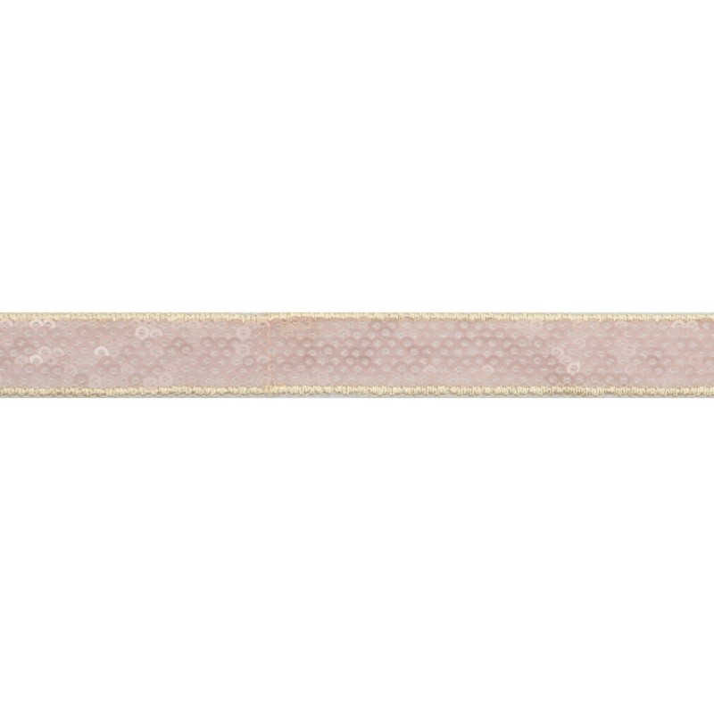 Тесьма декоративная с пайетками 1,5см 25-27м/рулон,цв:св.пудра на бежевой сетке