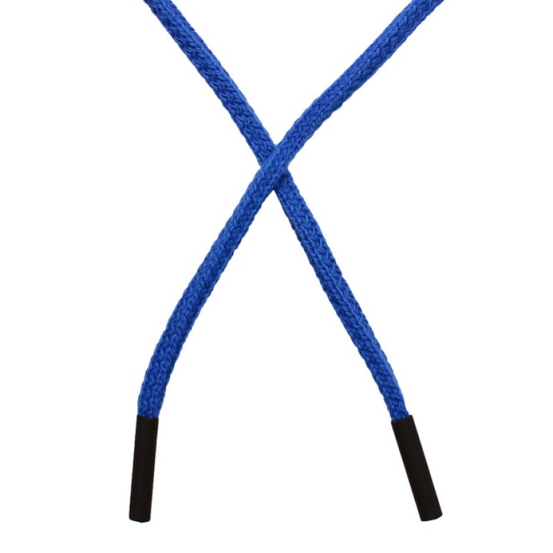 SALE Шнур круглый плетеный хлопок/акрил 0,5*130см с наконечником, цв: синий