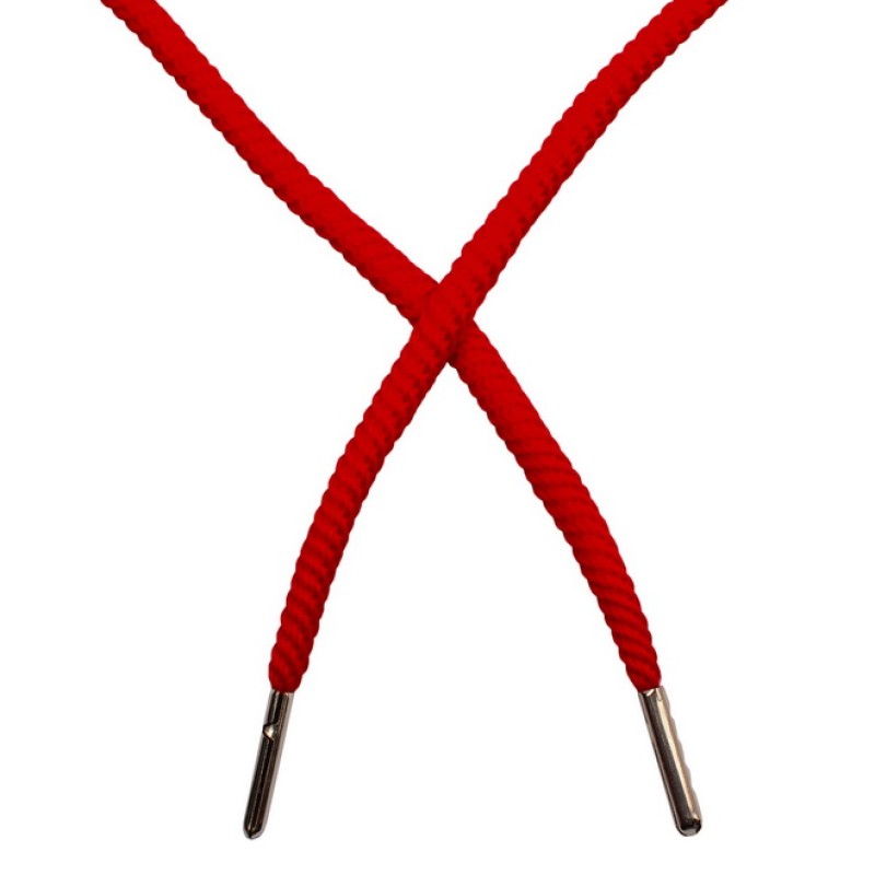 Шнур круглый витой нейлон 0,5*120см с наконечником, цв: красный