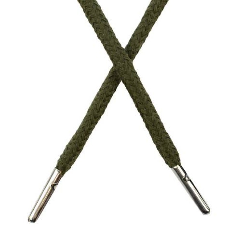 Шнур круглый хлопок 0,5*133см с наконечником, цв: хромовый зеленый