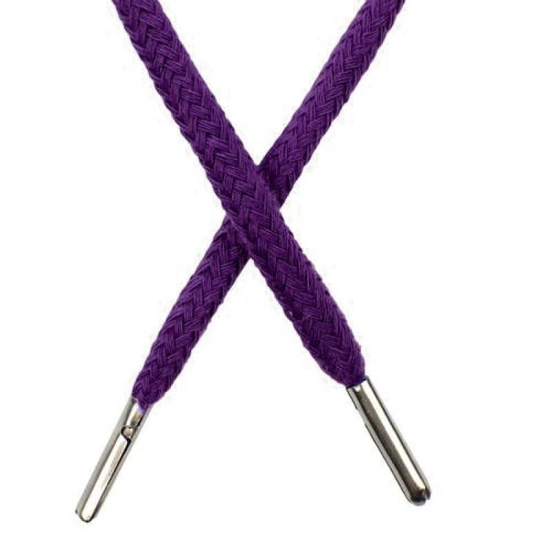 Шнур круглый хлопок 0,5*133см с наконечником, цв: насыщенный фиолетовый