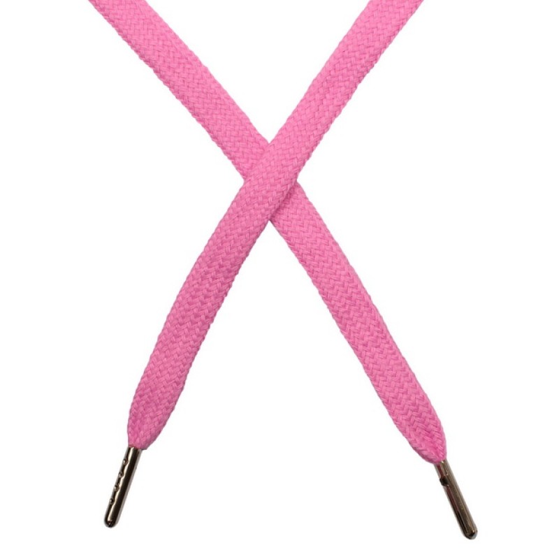 Шнур плоский чулок хлопок 1-1,2*120см с наконечником, цв: розовый